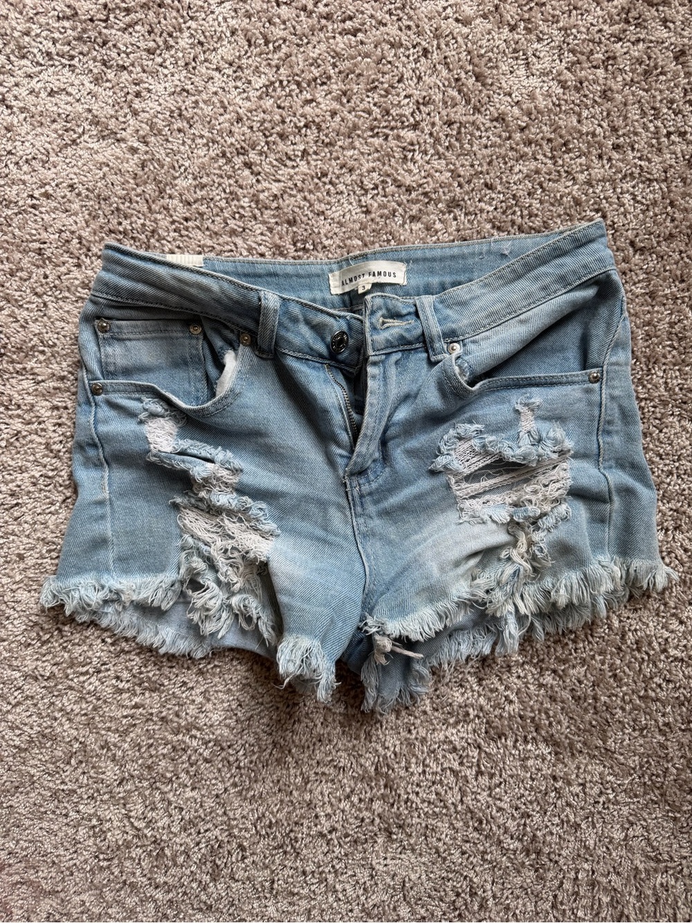 Almost Famous Light Blue Distressed Denim Shorts